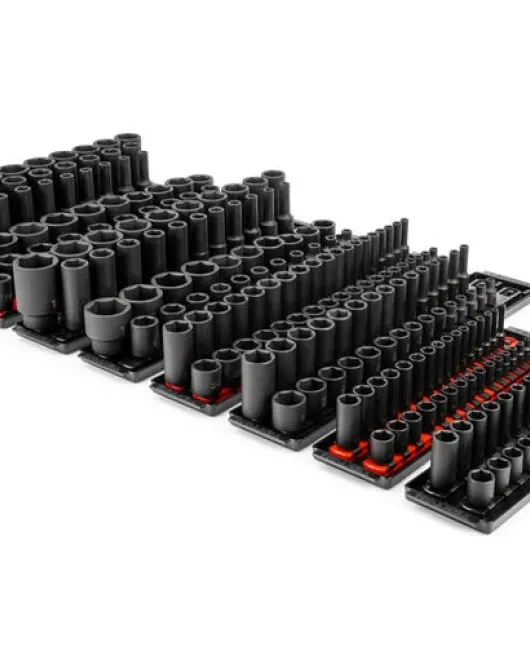 TEKTON 230-Piece 1/4, 3/8 & 1/2 Inch Drive 6-Point Impact Socket Set – SAE & Metric with Rails and Trays (SID99200) TEKTON 230-Piece 1/4, 3/8 & 1/2 Inch Drive 6-Point Impact Socket Set – SAE & Metric with Rails and Trays (SID99200)