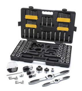 GEARWRENCH 114-Piece SAE/Metric Large Ratcheting Tap and Die Drive Tool Set – Professional Thread Repair Kit (82812)