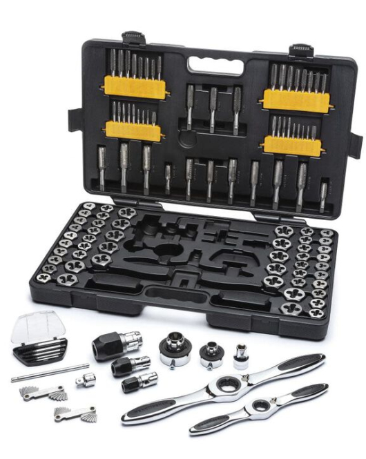 GEARWRENCH 114-Piece SAE/Metric Large Ratcheting Tap and Die Drive Tool Set – Professional Thread Repair Kit (82812)