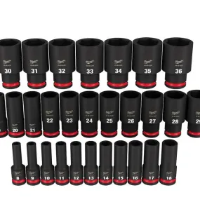 Milwaukee 29-Piece 1/2-Inch Drive Metric Deep 6-Point Impact Socket Set with PACKOUT Organizer – 49-66-7016