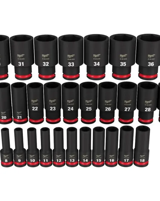 Milwaukee 29-Piece 1/2-Inch Drive Metric Deep 6-Point Impact Socket Set with PACKOUT Organizer – 49-66-7016