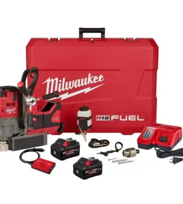 Milwaukee M18 FUEL 1-1/2-Inch Lineman Magnetic Drill Kit – Cordless Portable Mag Drill with ONE-KEY
