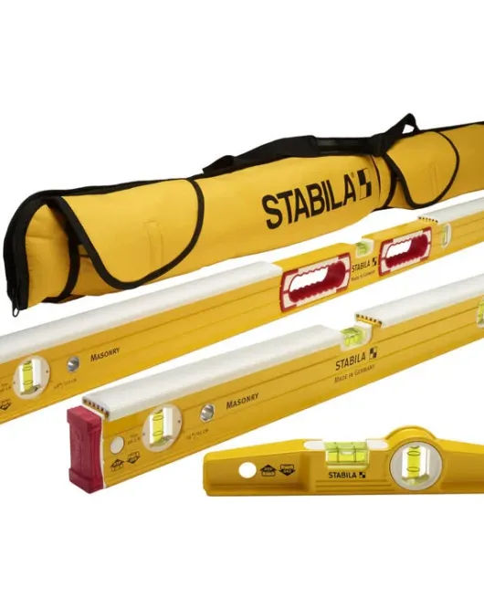 STABILA Masonry 3-Piece Level Tool Set Type 196-2 K – Professional Brick & Block Spirit Level Ki STABILA Masonry 3-Piece Level Tool Set Type 196-2 K – Professional Brick & Block Spirit Level Ki