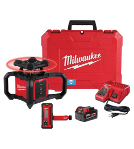 Milwaukee M18 Red Exterior Rotary Laser Level Kit with Receiver – High-Precision Outdoor Grading Laser System