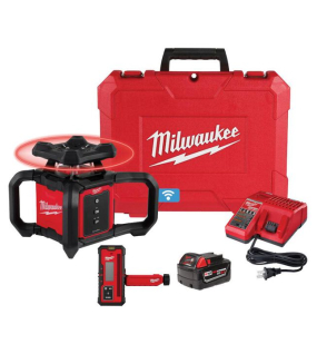 Milwaukee M18 Red Exterior Rotary Laser Level Kit with Receiver – High-Precision Outdoor Grading Laser System