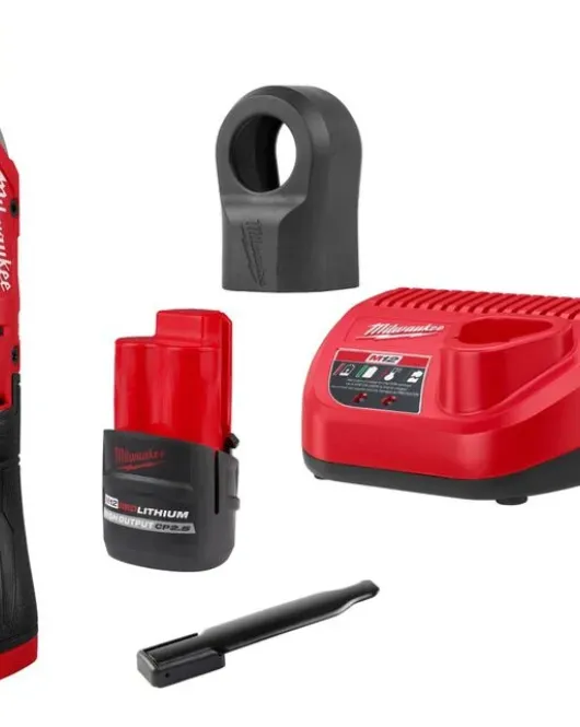 Milwaukee M12 FUEL 1/4 in. Cordless Ratchet Kit with Protective Boot Bundle