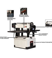 JET 20" Helical Head Planer – 5HP 1PH Heavy-Duty Wood Thickness Planer (Black Series)