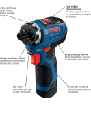 Bosch 12V Max 1/4 Inch Hex 2-Speed Cordless Screwdriver Kit Bosch 12V Max 1/4 Inch Hex 2-Speed Cordless Screwdriver Kit
