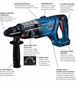 Bosch 18V SDS-PLUS Bulldog 1-1/8 Inch Rotary Hammer Bare Tool