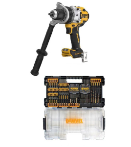 DEWALT 20V MAX Cordless Hammer Drill Bundle with 100-Piece Bit Set – Professional Drill Kit