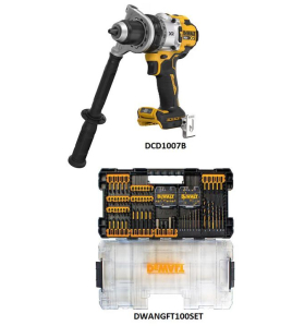 DEWALT 20V MAX Cordless Hammer Drill Bundle with 100-Piece Bit Set – Professional Drill Kit