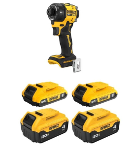 DEWALT 20V MAX 1/4 Inch Cordless Impact Driver – Battery Pack Bundle, Brushless Power Tool