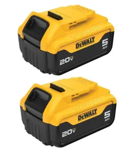 DEWALT 20V MAX 5Ah Lithium-Ion Power Tool Battery Pack with Fuel Gauge – 2 Pack
