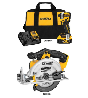 DEWALT 20V MAX Cordless Impact Driver & Circular Saw Bundle – Brushless Power Tool Kit