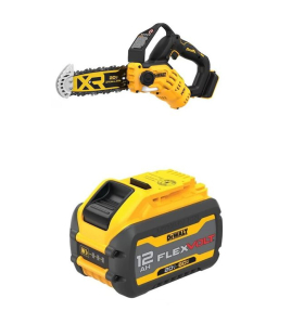 DEWALT 20V MAX Cordless Pruning Chainsaw – 20/60V MAX Battery Bundle, Brushless Power
