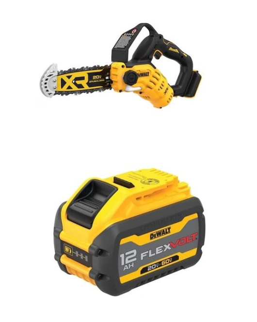 DEWALT 20V MAX Cordless Pruning Chainsaw – 20/60V MAX Battery Bundle, Brushless Power DEWALT 20V MAX Cordless Pruning Chainsaw – 20/60V MAX Battery Bundle, Brushless Power