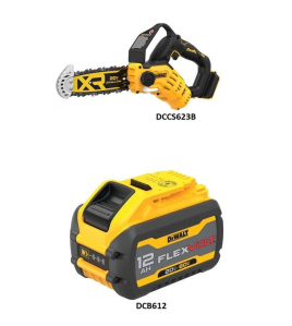 DEWALT 20V MAX Cordless Pruning Chainsaw – 20/60V MAX Battery Bundle, Brushless Power