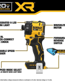 DEWALT 20V MAX XR 1/4 Inch Quiet Hydraulic Impact Driver – Nut Runner Attachment Bundle, Brushless Cordless (Bare Tool)