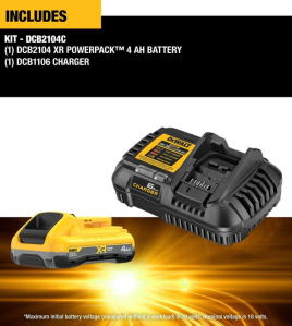 DEWALT 20V MAX XR PowerPack 4Ah Lithium-Ion Battery Kit (High Performance Cordless Tool Battery)