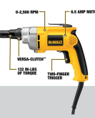 DEWALT 2500 RPM VSR Versa-Clutch Screwgun – High-Performance Corded/Variable Speed DEWALT 2500 RPM VSR Versa-Clutch Screwgun – High-Performance Corded/Variable Speed