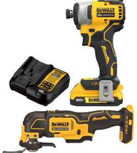 DEWALT Atomic 20V MAX 1/4 Inch Compact Impact Driver &amp; Brushless Cordless Oscillating Multi-Tool Bundle