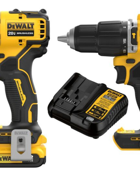 DEWALT Atomic 20V MAX 1/4 Inch Compact Impact Driver & Compact Hammer Drill Driver Bundle – Brushless Cordless Kit DEWALT Atomic 20V MAX 1/4 Inch Compact Impact Driver & Compact Hammer Drill Driver Bundle – Brushless Cordless Kit