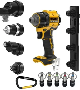 DEWALT ATOMIC 20V MAX Multi-Head Drill Driver – Bare Tool &amp; Key Ring Bit Holder Set Bundle, Brushless Cordless