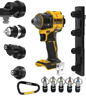 DEWALT ATOMIC 20V MAX Multi-Head Drill Driver – Bare Tool & Key Ring Bit Holder Set Bundle, Brushless Cordless