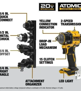 DEWALT ATOMIC 20V MAX Multi-Head Drill Driver – Compact Brushless Cordless (Bare Tool)