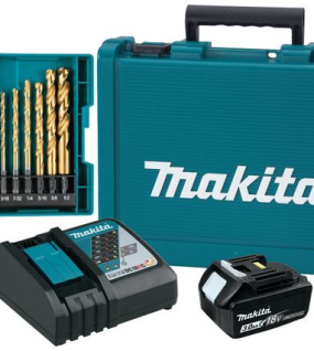 Makita 18V LXT Cordless 1/4 Inch Hex Impact Driver Kit with 3.0Ah Battery and 14 Piece Titanium Drill Bit Set Bundle