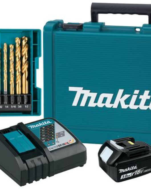 Makita 18V LXT Cordless 1/4 Inch Hex Impact Driver Kit with 3.0Ah Battery and 14 Piece Titanium Drill Bit Set Bundle Makita 18V LXT Cordless 1/4 Inch Hex Impact Driver Kit with 3.0Ah Battery and 14 Piece Titanium Drill Bit Set Bundle