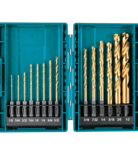 Makita 18V LXT Cordless 1/4 Inch Hex Impact Driver Kit with 3.0Ah Battery and 14 Piece Titanium Drill Bit Set Bundle