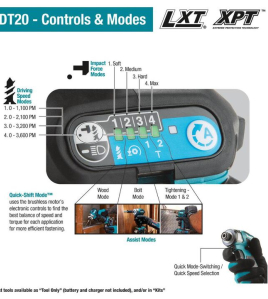 Makita 18V LXT Brushless Cordless Quick-Shift Mode 4-Speed Impact Driver – Bare Tool