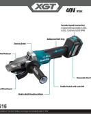 Makita 40V Max XGT Brushless 5-Inch Paddle Switch Flathead Grinder – Variable Speed with Electric Brake (Bare Tool) Makita 40V Max XGT Brushless 5-Inch Paddle Switch Flathead Grinder – Variable Speed with Electric Brake (Bare Tool)