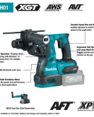Makita 40V max XGT 1-1/8 Inch AVT Rotary Hammer Bare Tool Makita 40V max XGT 1-1/8 Inch AVT Rotary Hammer Bare Tool