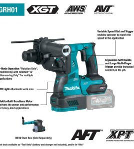 Makita 40V max XGT 1-1/8 Inch AVT Rotary Hammer Bare Tool