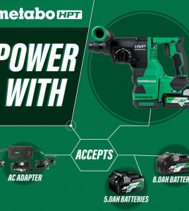 Metabo HPT 36V MultiVolt 1-1/8-Inch SDS Plus Rotary Hammer with UVP Brushless Cordless Concrete Drill