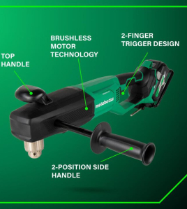 Metabo HPT 36V MultiVolt Cordless 1/2-Inch High Power Right Angle Drill Kit with Brushless Motor