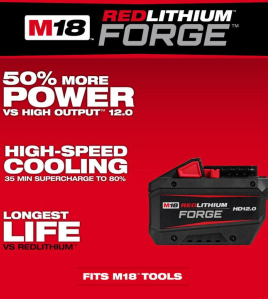 Milwaukee M18 REDLITHIUM FORGE HD 18V 12Ah Lithium-Ion High Output Battery Pack with Fuel Gauge