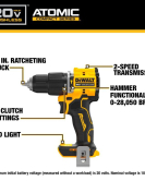 DEWALT ATOMIC 20V MAX Brushless 1/2-Inch Cordless Hammer Drill – Compact, Bare Tool DEWALT ATOMIC 20V MAX Brushless 1/2-Inch Cordless Hammer Drill – Compact, Bare Tool
