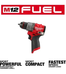 Milwaukee M12 FUEL 12V 1/2-Inch Hammer Drill/Driver Bare Tool – Compact Brushless Cordless Drill
