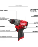 Milwaukee M12 FUEL 12V 1/2-Inch Hammer Drill/Driver Bare Tool – Compact Brushless Cordless Drill