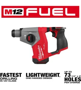 Milwaukee M12 FUEL 12V 5/8-Inch SDS Plus Rotary Hammer – Bare Tool, Compact Brushless Cordless Drill