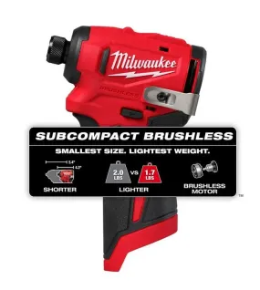Milwaukee M12 Subcompact Brushless 12V 1/4-Inch Hex Impact Driver – Bare Tool, Cordless Compact Drill