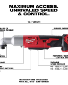 Milwaukee M18 18V 2-Speed 1/4-Inch Right Angle Impact Driver – Bare Tool, Cordless Brushless