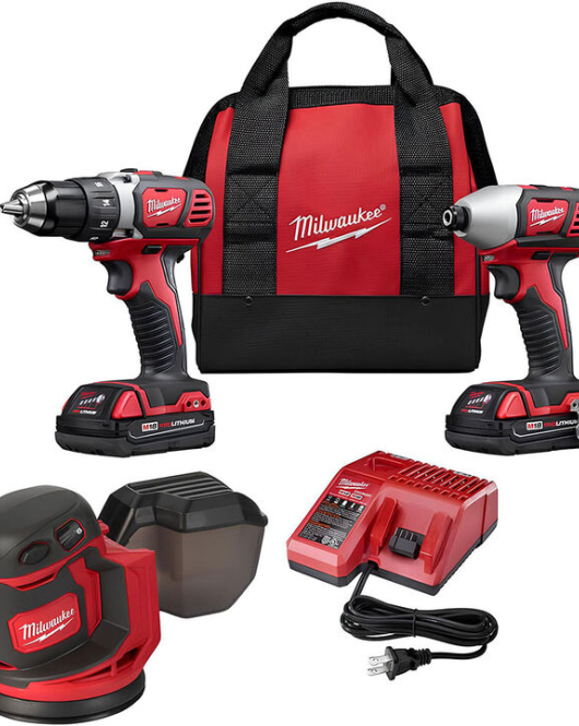 Milwaukee M18 18V Drill Driver, Impact Driver & Random Orbit Sander 3-Piece Combo Kit – Cordless Brushless Tools with Battery & Charger Milwaukee M18 18V Drill Driver, Impact Driver & Random Orbit Sander 3-Piece Combo Kit – Cordless Brushless Tools with Battery & Charger