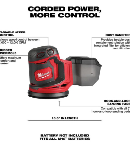 Milwaukee M18 18V Drill Driver, Impact Driver &amp; Random Orbit Sander 3-Piece Combo Kit – Cordless Brushless Tools with Battery &amp; Charger