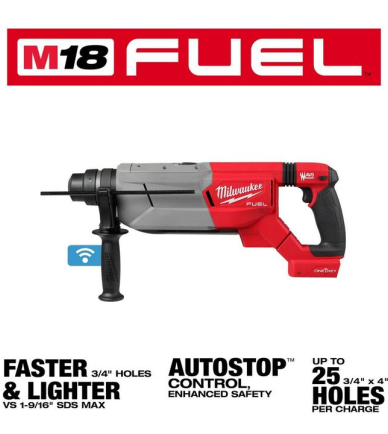 Milwaukee M18 FUEL 18V 1-1/4 Inch SDS Plus D-Handle Rotary Hammer Bare Tool with ONE-KEY – Professional Cordless Brushless Drill