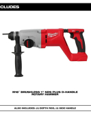 Milwaukee M18 FUEL 18V 1-Inch SDS Plus Rotary Hammer D-Handle – Bare Tool, Cordless Brushless Drill Milwaukee M18 FUEL 18V 1-Inch SDS Plus Rotary Hammer D-Handle – Bare Tool, Cordless Brushless Drill