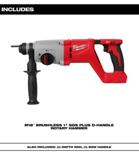 Milwaukee M18 FUEL 18V 1-Inch SDS Plus Rotary Hammer D-Handle – Bare Tool, Cordless Brushless Drill
